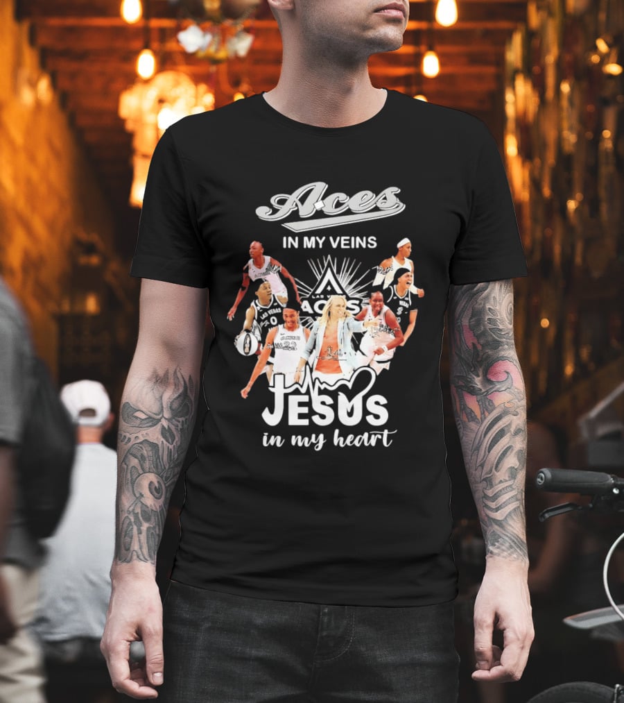 Las Vegas Aces In My Veins Jesus In My Heart WNBA 2026 T-Shirt