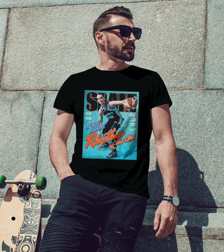 Slam Cover 264 Sabrina Ionescu Rhythm Of The City Liberty Basketball T-Shirt