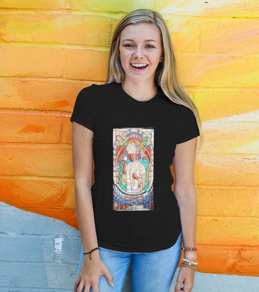 White Sox Pope Hat Stained Glass Painting T-Shirt