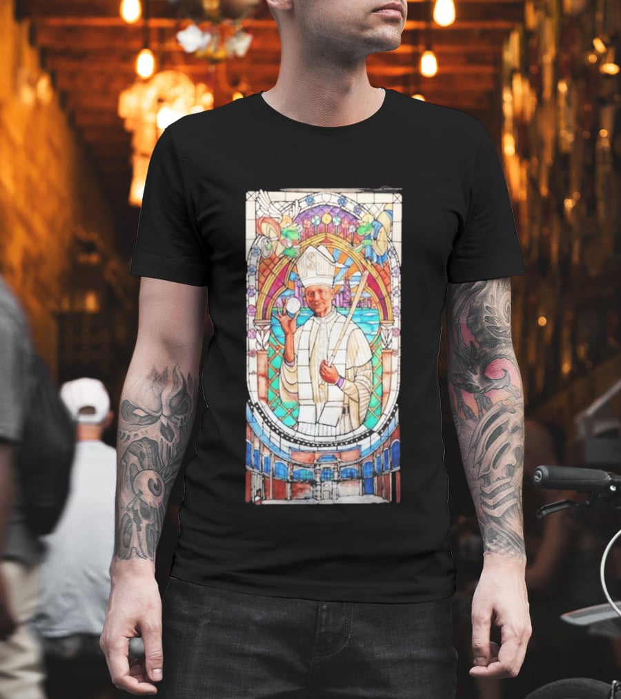 White Sox Pope Hat Stained Glass Painting T-Shirt