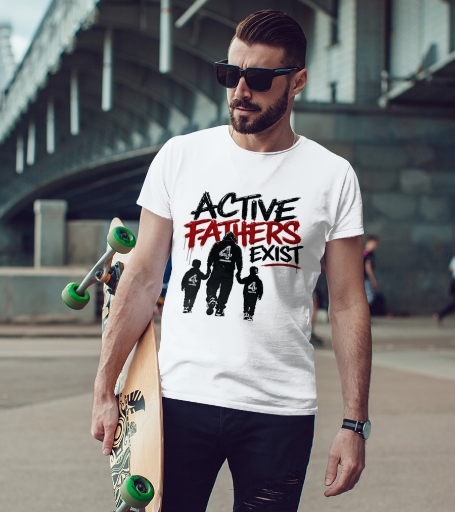 Active Fathers Exist Man Two Boys Walking Holding Hands T-Shirt