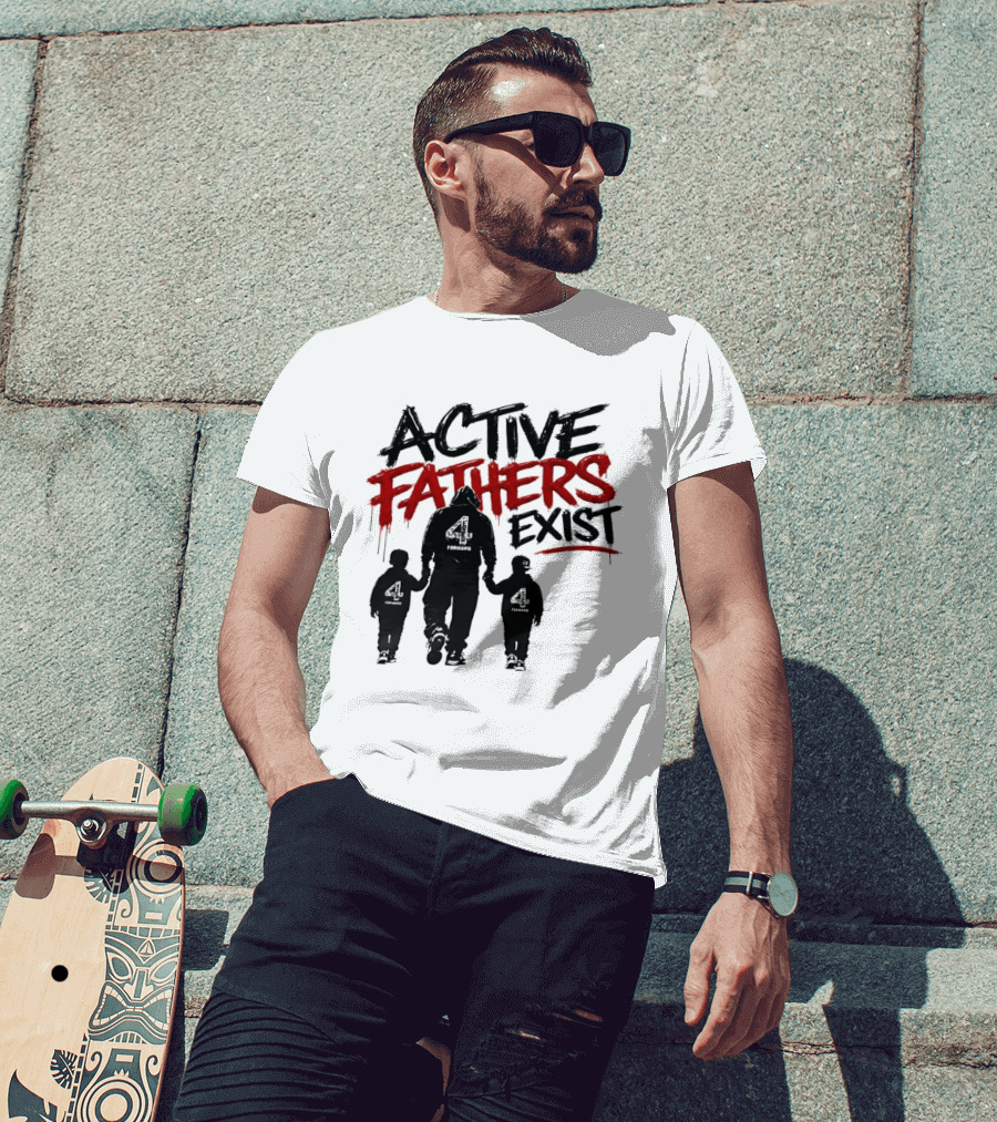 Active Fathers Exist Man Two Boys Walking Holding Hands T-Shirt
