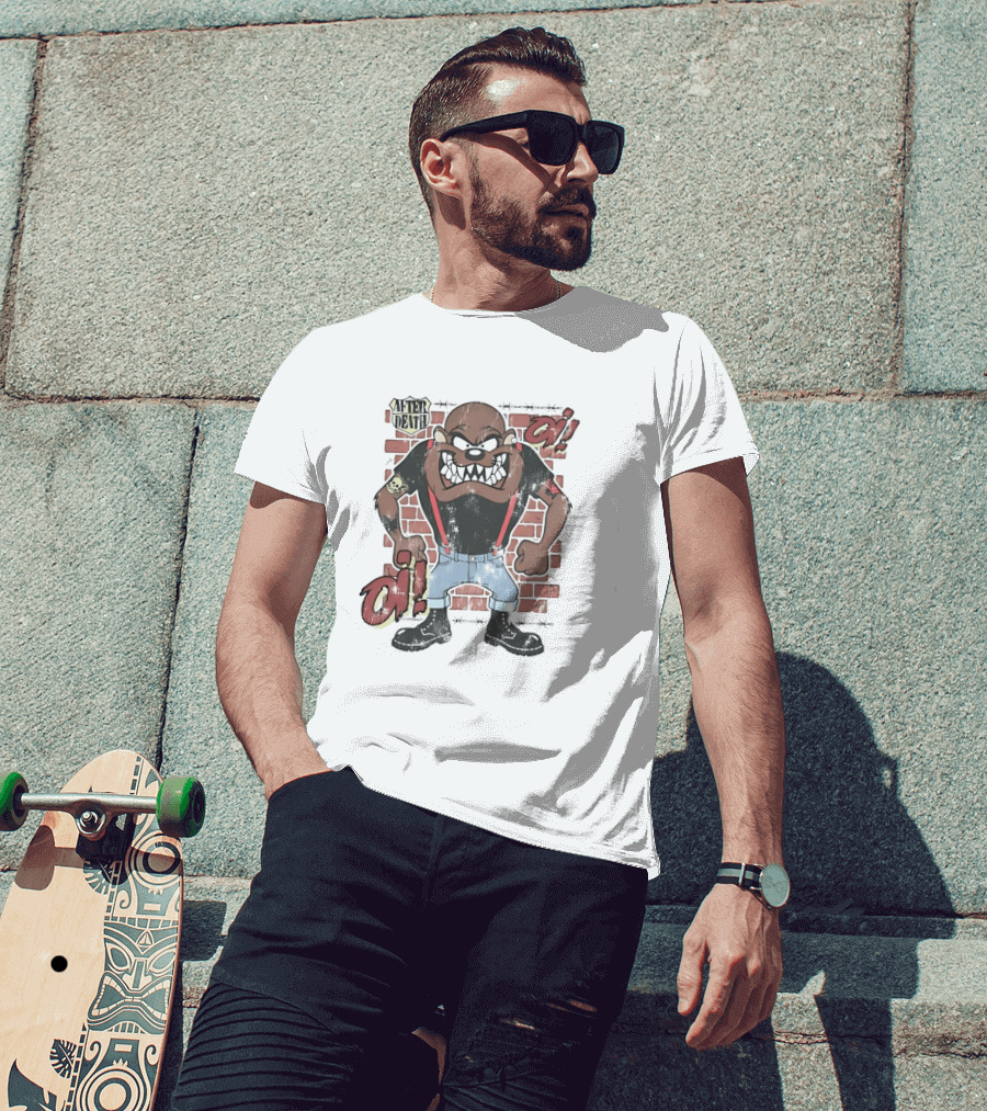 After Death Oi Distressed Skinhead Taz Suspenders Brick Wall T-Shirt