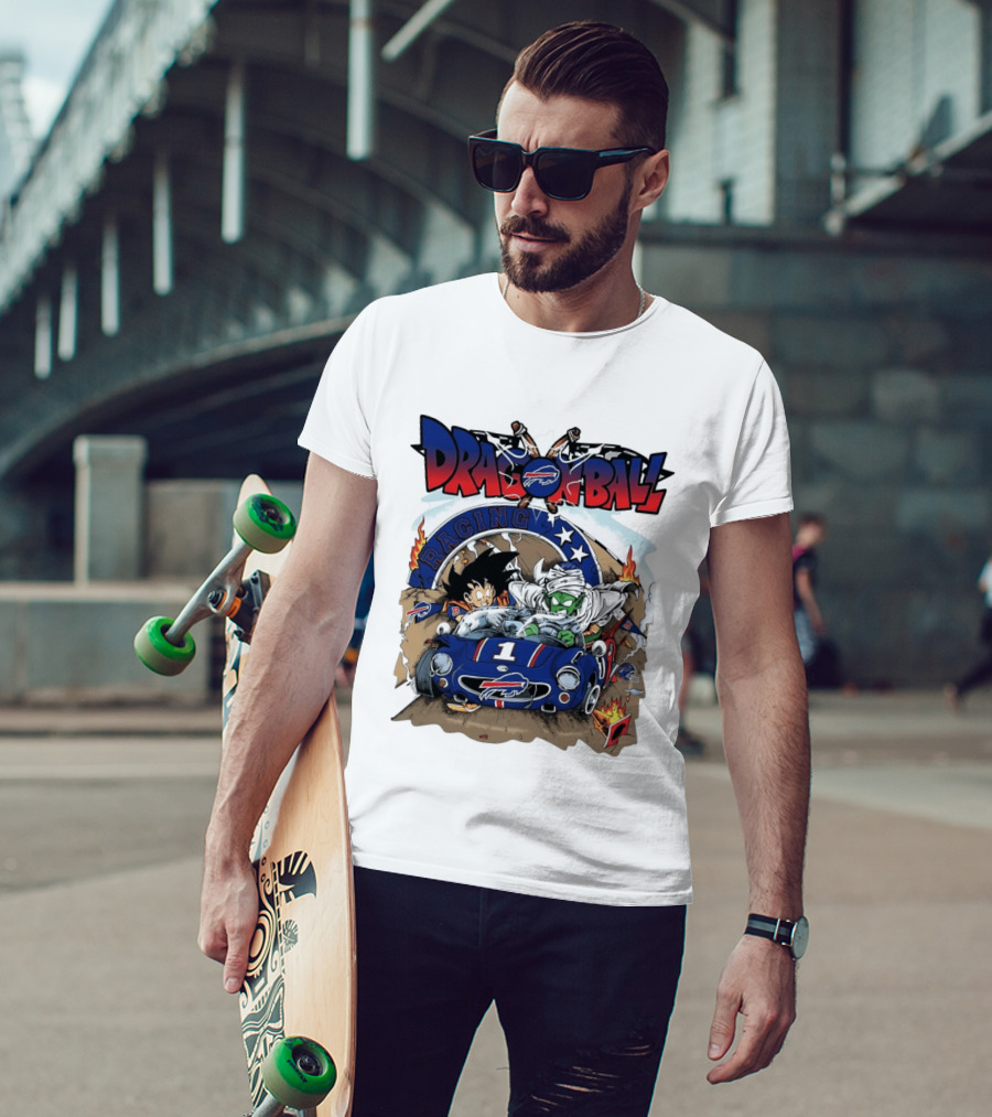 Buffalo Bills Dragon Ball Racing Goku Piccolo Driving Blue Car T-Shirt