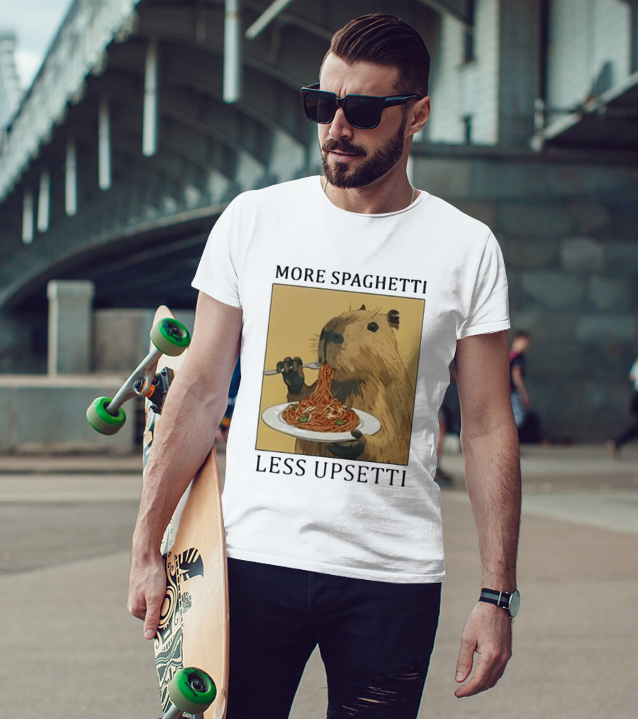 Capybara Eating Spaghetti More Spaghetti Less Upsetti T-Shirt