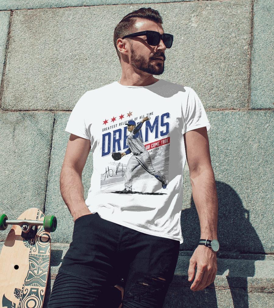 Chicago Cubs Greatest Reliever Of All Time Dreams Do Come True Anthony Rizzo Pitching Stadium Halftone T-Shirt