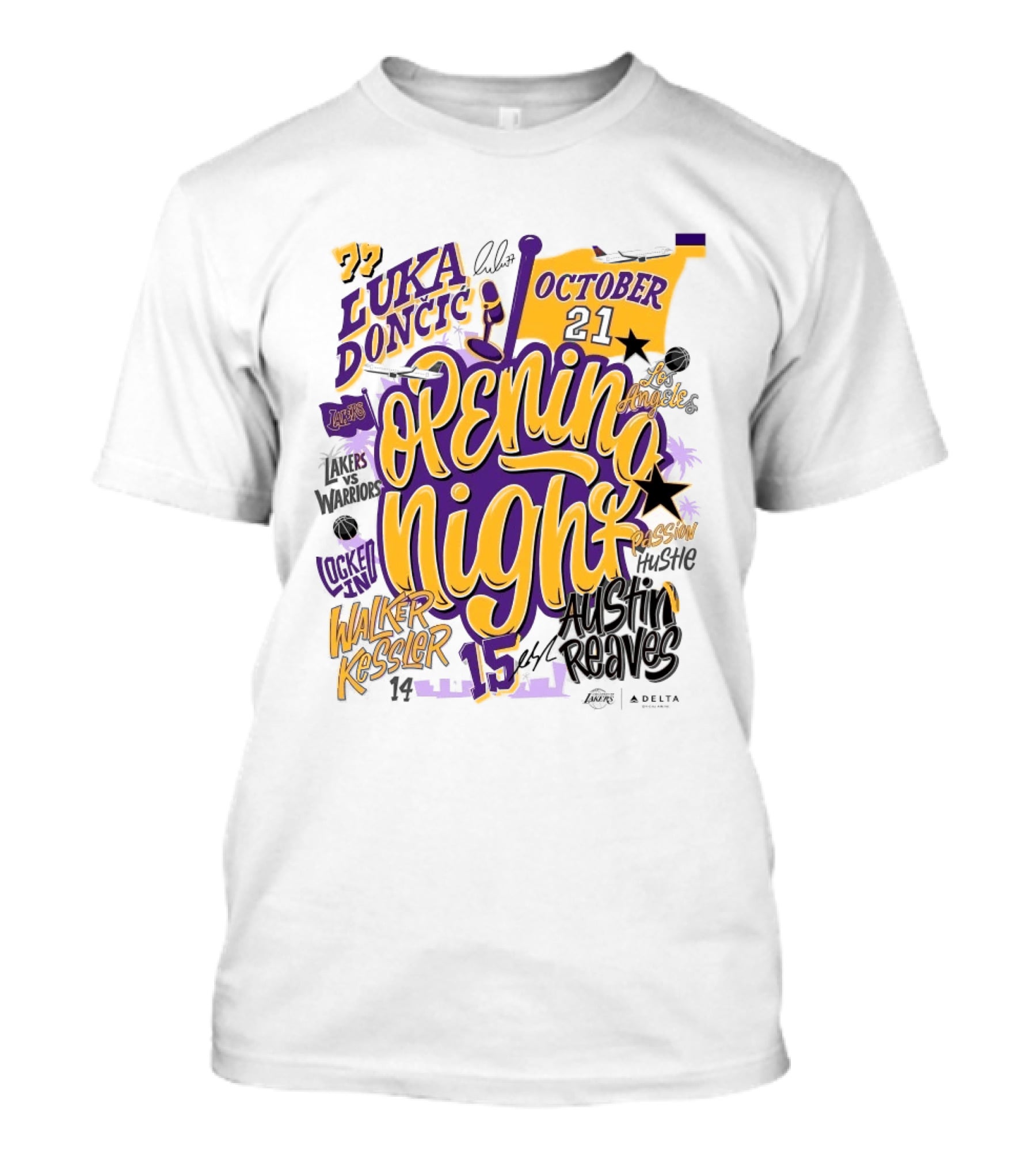 Los Angeles Lakers Luka Doncic Opening Night October 21 Walker Kessler Austin Reaves T-Shirt