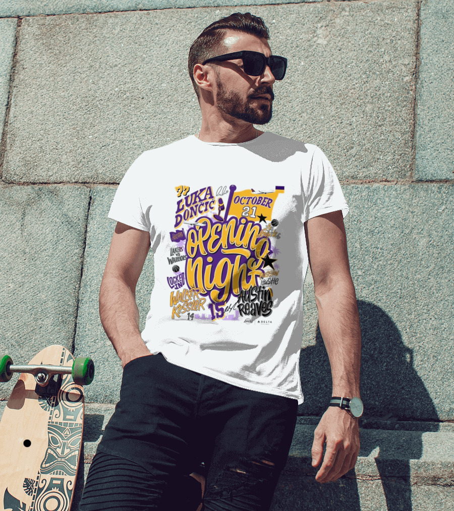 Los Angeles Lakers Luka Doncic Opening Night October 21 Walker Kessler Austin Reaves T-Shirt