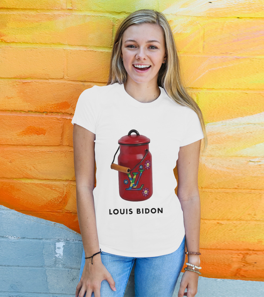 Louis Bidon Milk Jug Red Enamel Rainbow Monogram Flowers T-Shirt