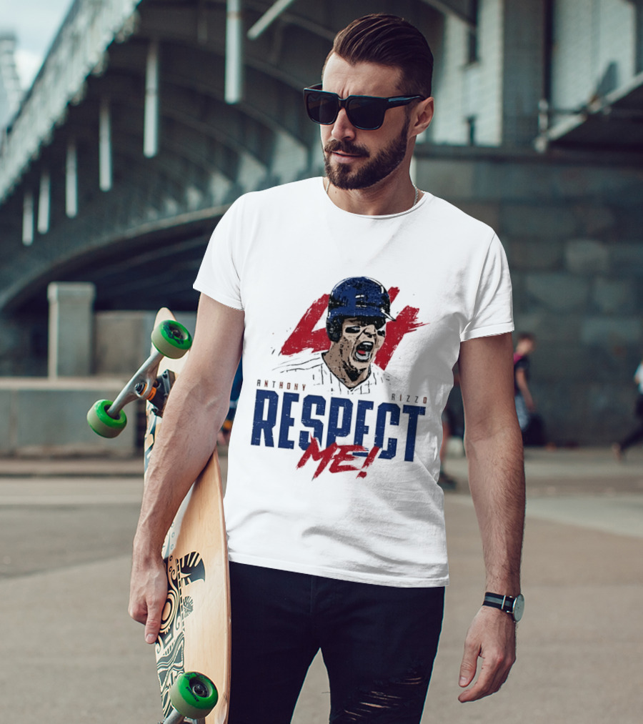Anthony Rizzo Respect Me Screaming Baseball Player Distressed 44 Red T-Shirt
