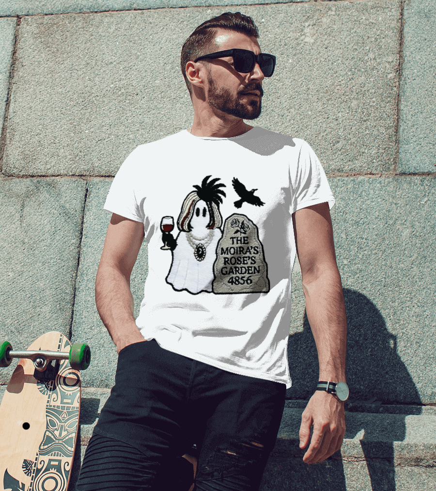 The Moira's Rose's Garden Ghost Wine Glass Tombstone Crow 4836 Wig T-Shirt