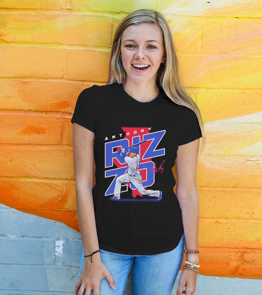 Anthony Rizzo 44 Chicago Cubs Batting Illinois Map T-Shirt