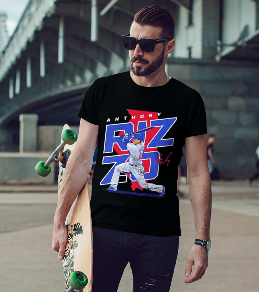 Anthony Rizzo 44 Chicago Cubs Batting Illinois Map T-Shirt