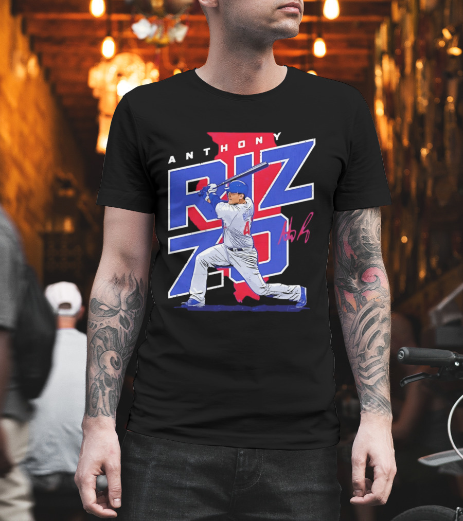 Anthony Rizzo 44 Chicago Cubs Batting Illinois Map T-Shirt