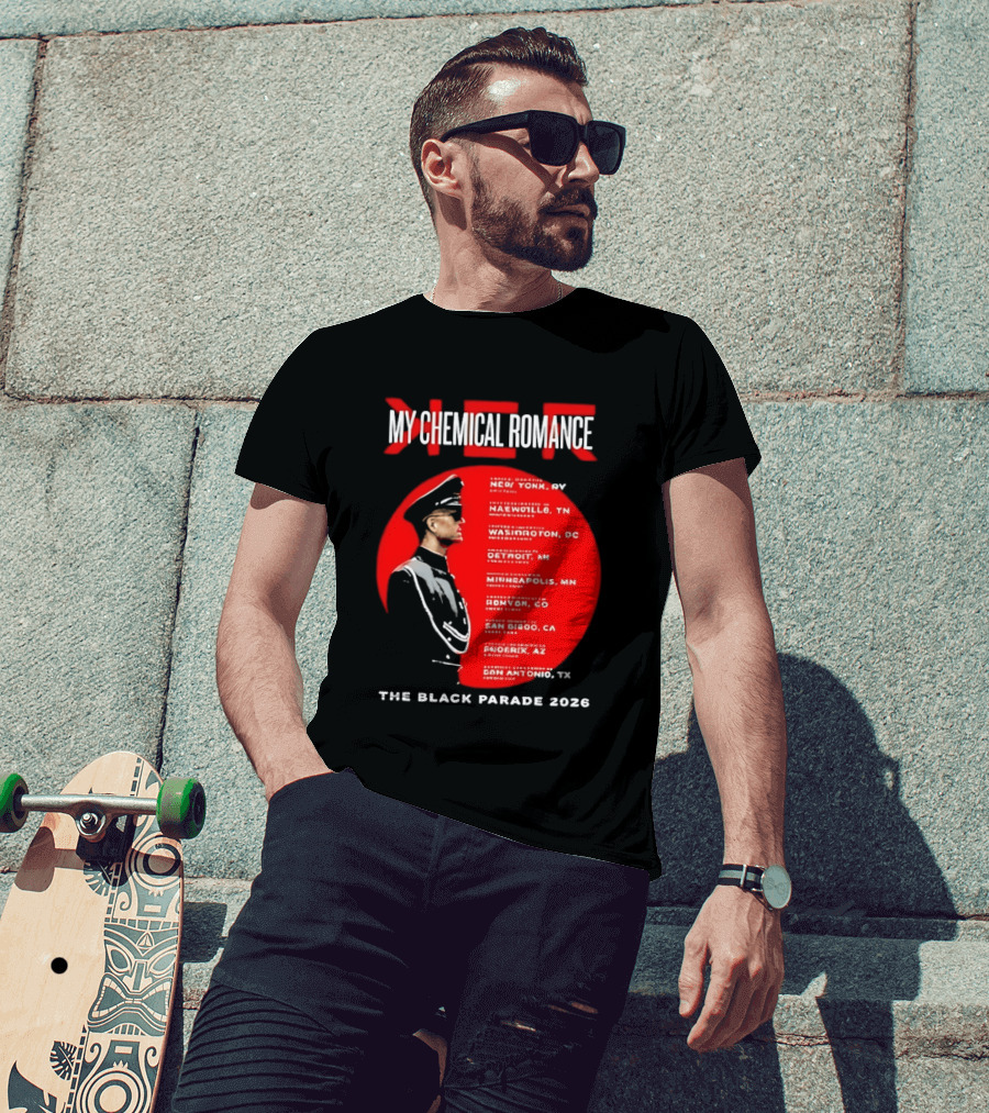 My Chemical Romance The Black Parade 2026 Tour Cities T-Shirt