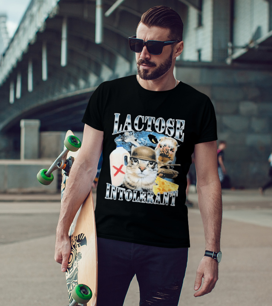 Lactose Intolerant Cat Cheese Cow Milk Jug T-Shirt