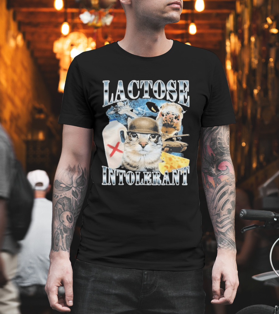 Lactose Intolerant Cat Cheese Cow Milk Jug T-Shirt