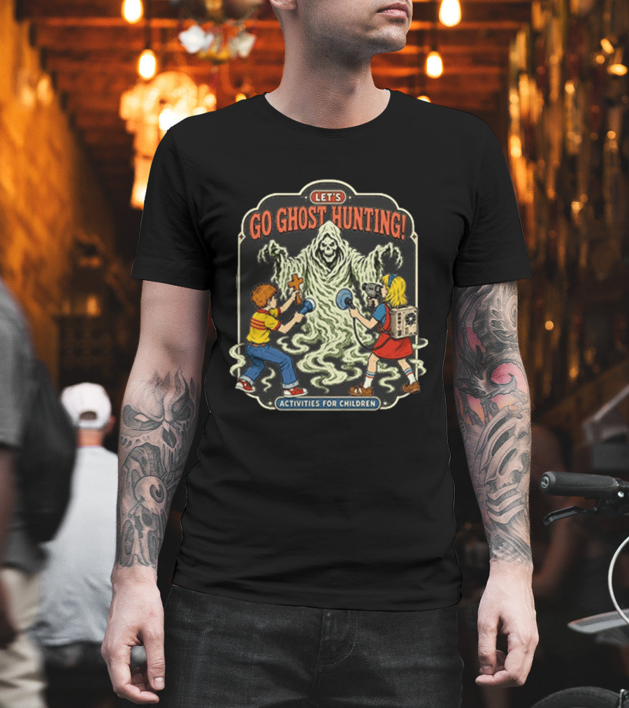 Let's Go Ghost Hunting Activities For Children With Scary Ghoul And Kids T-Shirt