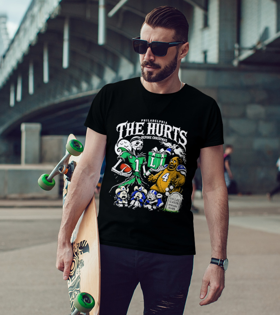 Philadelphia Eagles The Hurts Before Christmas Jalen Hurts Dallas Season Again Tombstone T-Shirt