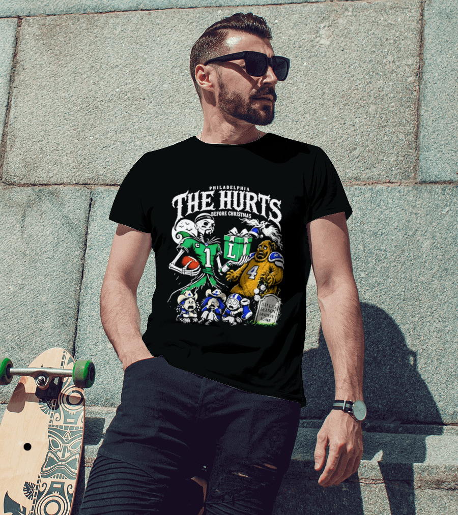 Philadelphia Eagles The Hurts Before Christmas Jalen Hurts Dallas Season Again Tombstone T-Shirt