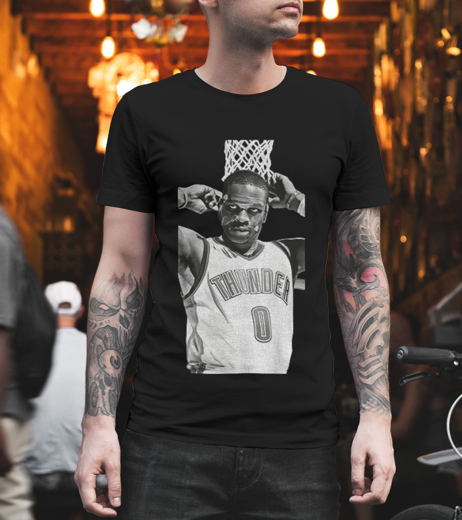 Russell Westbrook Masked OKC Thunder Basketball Legend Iconic Number 0 T-Shirt
