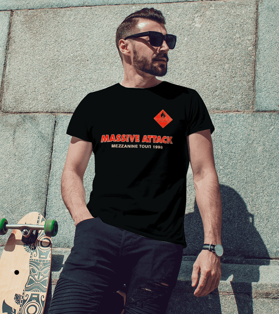Massive Attack Flammable Gas Bristol Mezzanine Tour 1998 T-Shirt