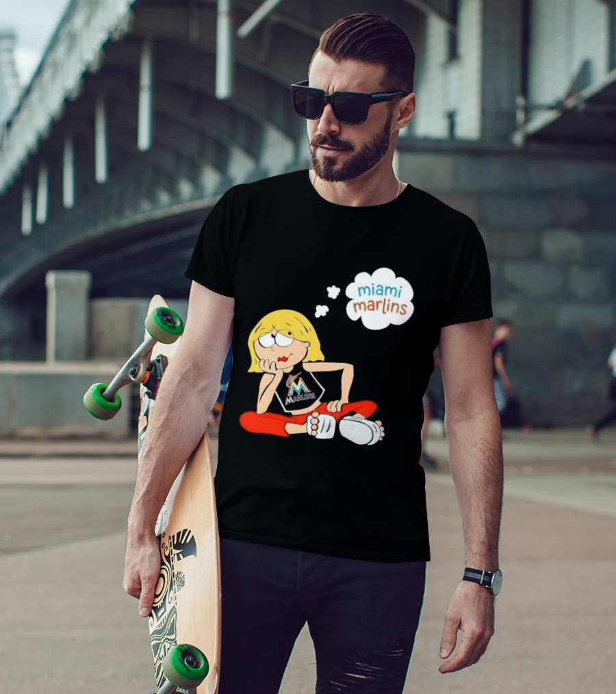 Miami Marlins MLB Cartoon Lizzie McGuire Blonde Girl Fan T-Shirt
