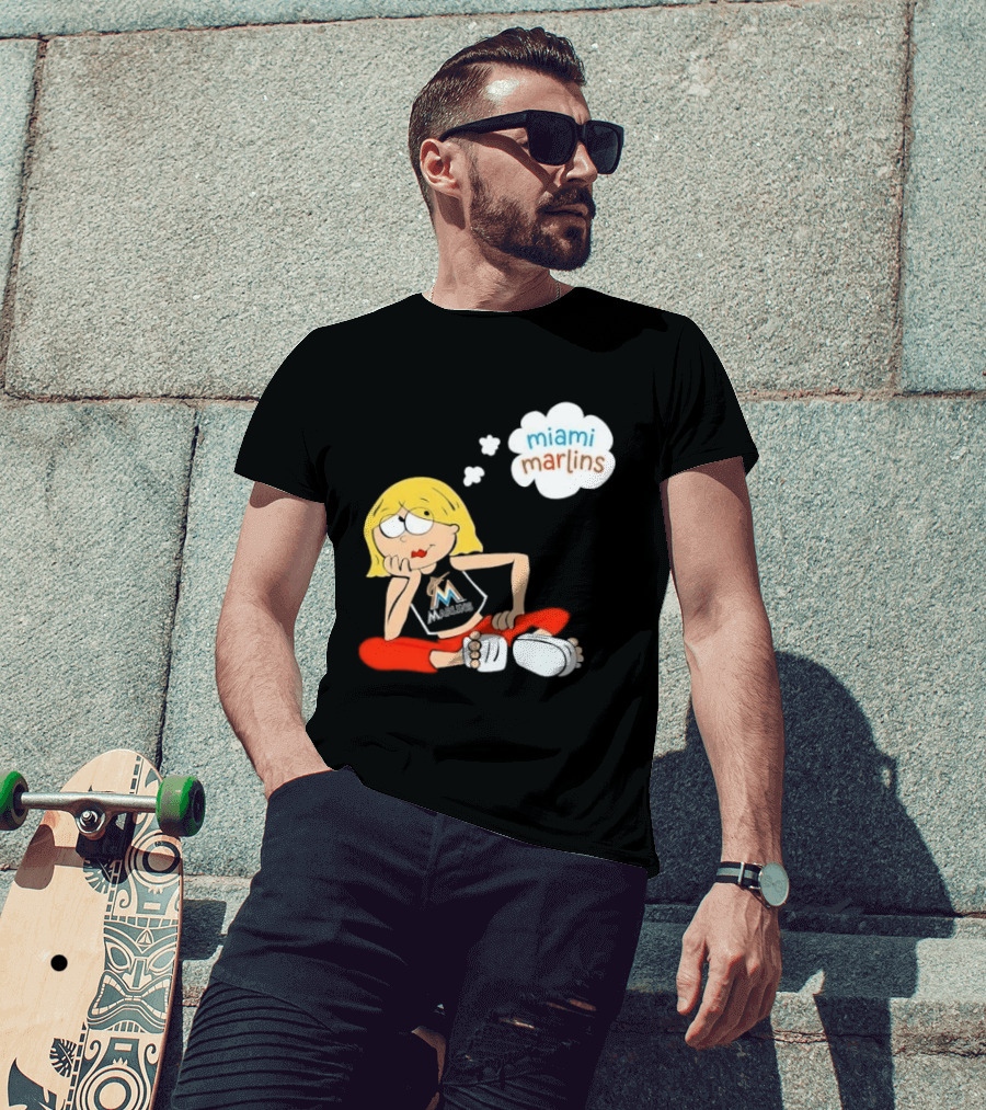 Miami Marlins MLB Cartoon Lizzie McGuire Blonde Girl Fan T-Shirt
