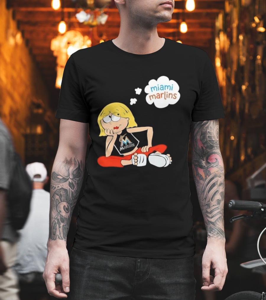 Miami Marlins MLB Cartoon Lizzie McGuire Blonde Girl Fan T-Shirt