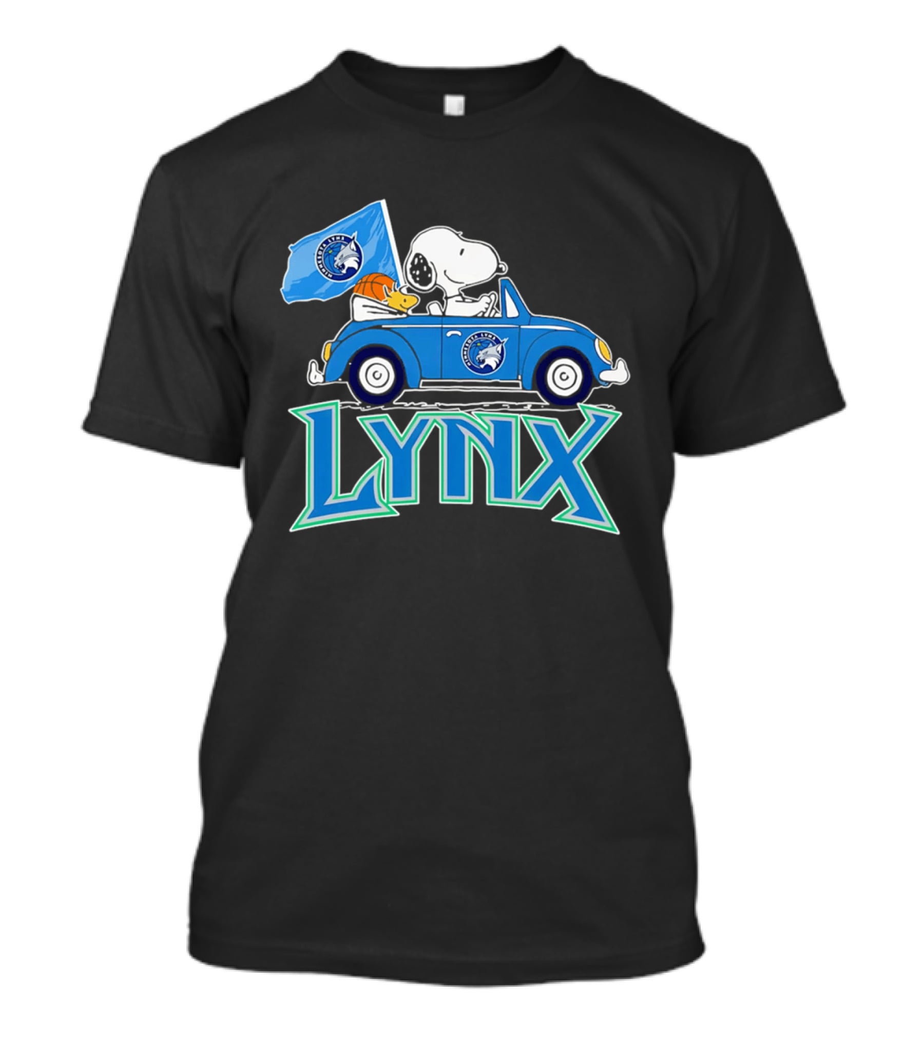 Minnesota Lynx Snoopy Driving Beetle Car With Team Flag T-Shirt