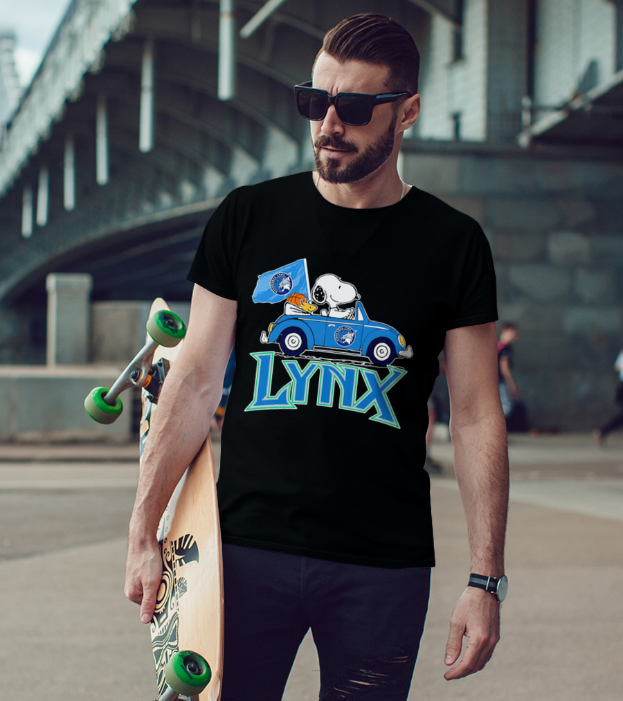 Minnesota Lynx Snoopy Driving Beetle Car With Team Flag T-Shirt