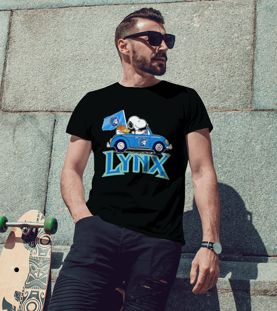 Minnesota Lynx Snoopy Driving Beetle Car With Team Flag T-Shirt