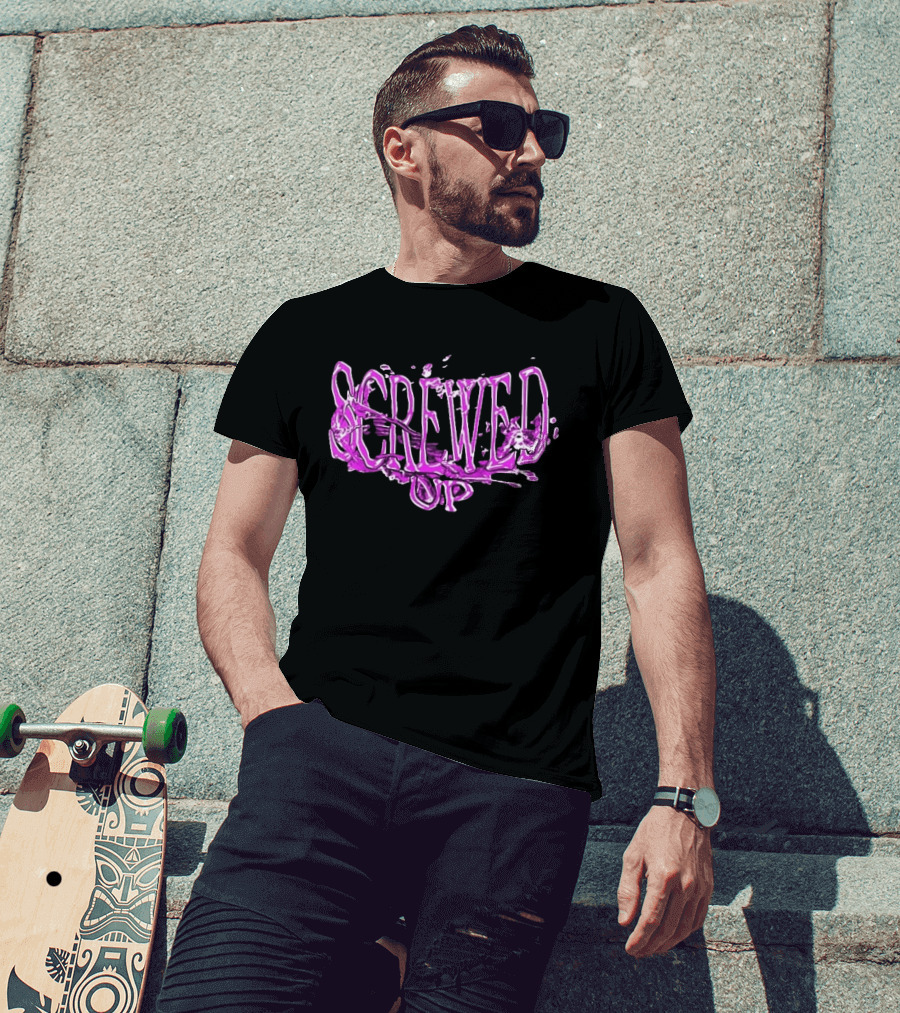 Screwed Up Purp Splash Effect T-Shirt