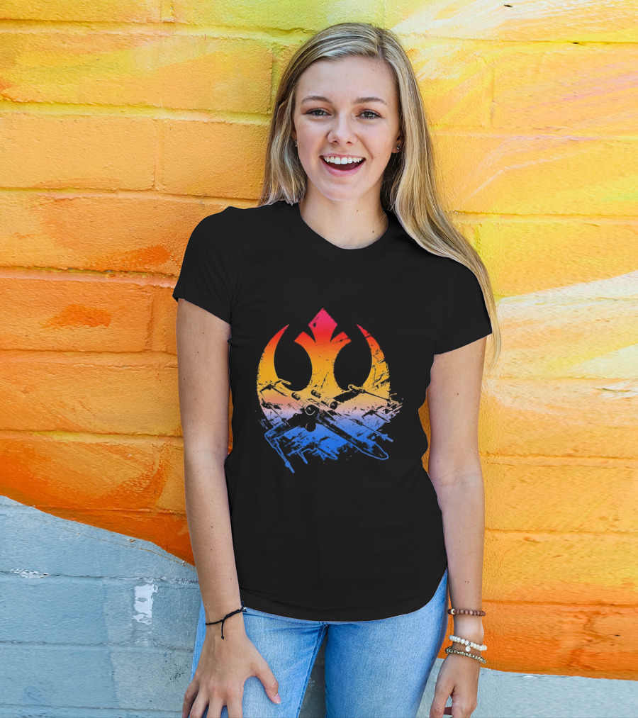 Star Wars Rebel Alliance Distressed Insignia X Wing Starfighters Gradient T-Shirt