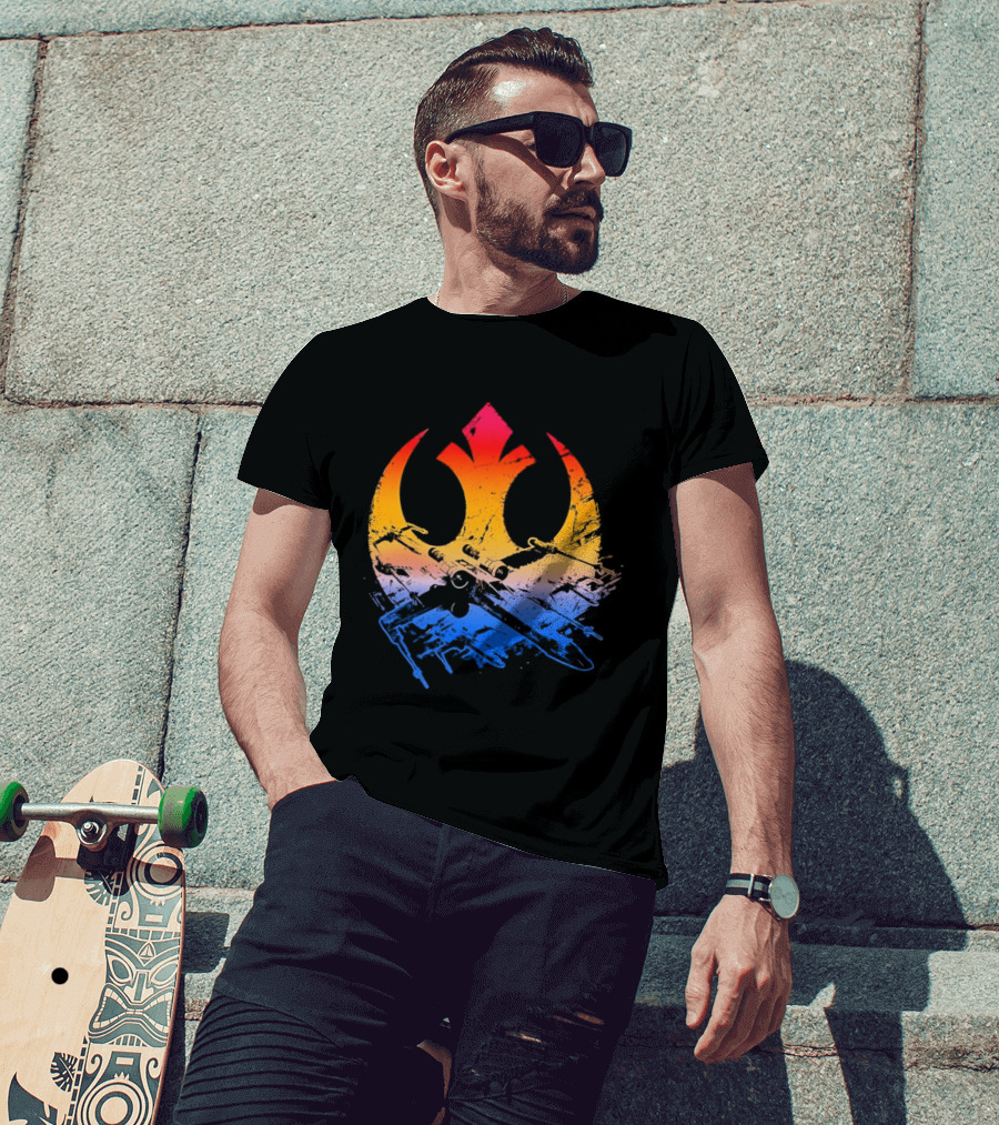 Star Wars Rebel Alliance Distressed Insignia X Wing Starfighters Gradient T-Shirt