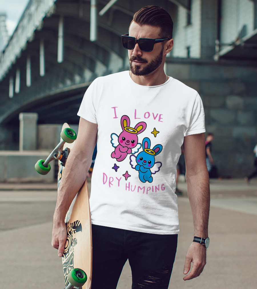 Angel Bunnies I Love Dry Humping Funny Cartoon Characters T-Shirt