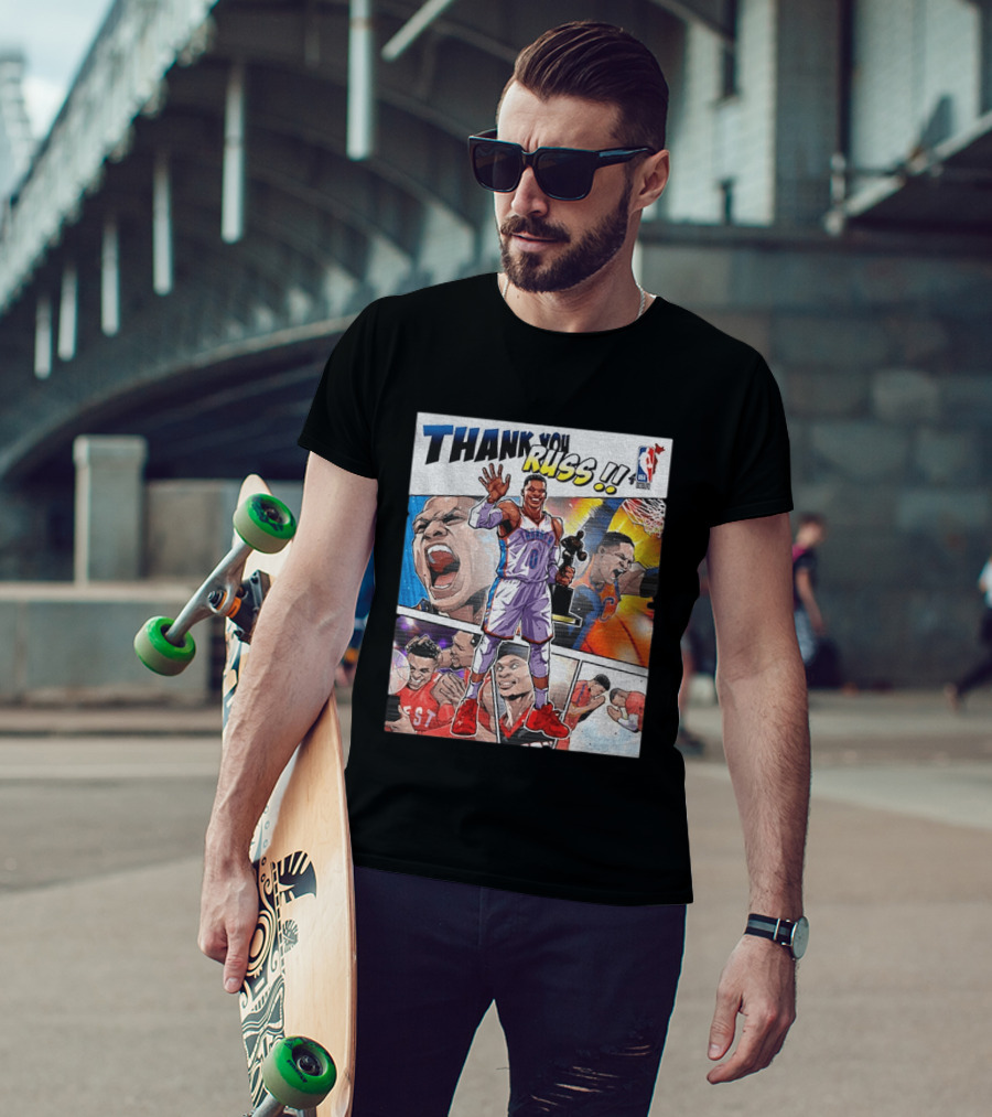 Thank You Russ NBA Tribute Mister Triple Double Legend Iconic Moments T-Shirt