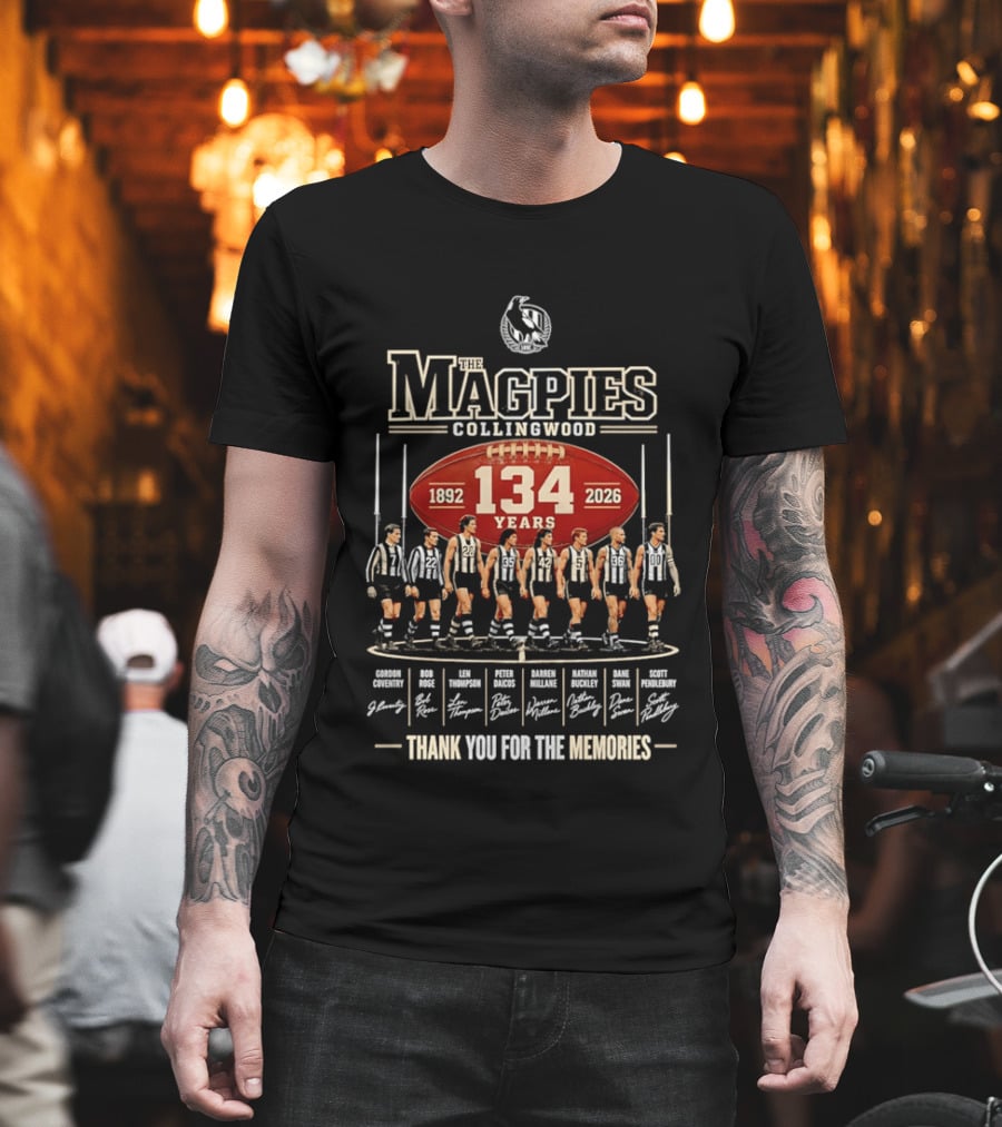 The Magpies Collingwood 1892 2026 134 Years Thank You For The Memories T-Shirt