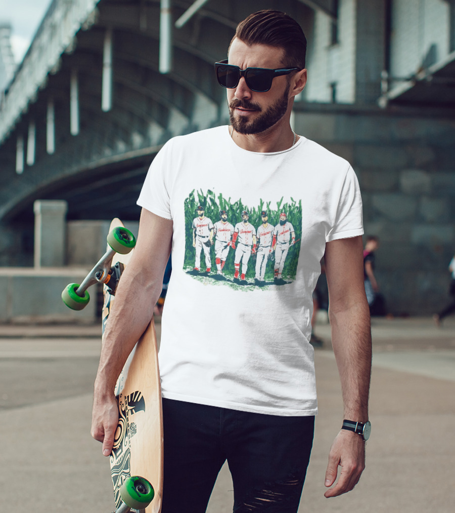 Cleveland Guardians Field Of Dreams Game 2026 Is This Heaven Baseball Players Walking In Cornfield T-Shirt