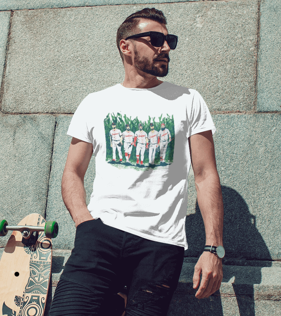 Cleveland Guardians Field Of Dreams Game 2026 Is This Heaven Baseball Players Walking In Cornfield T-Shirt