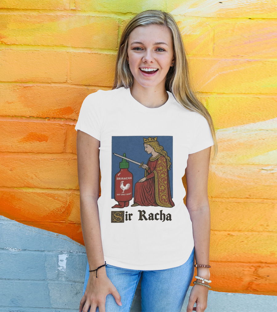 Sir Racha Sriracha Hot Chili Sauce Medieval Knighthood Scene T-Shirt