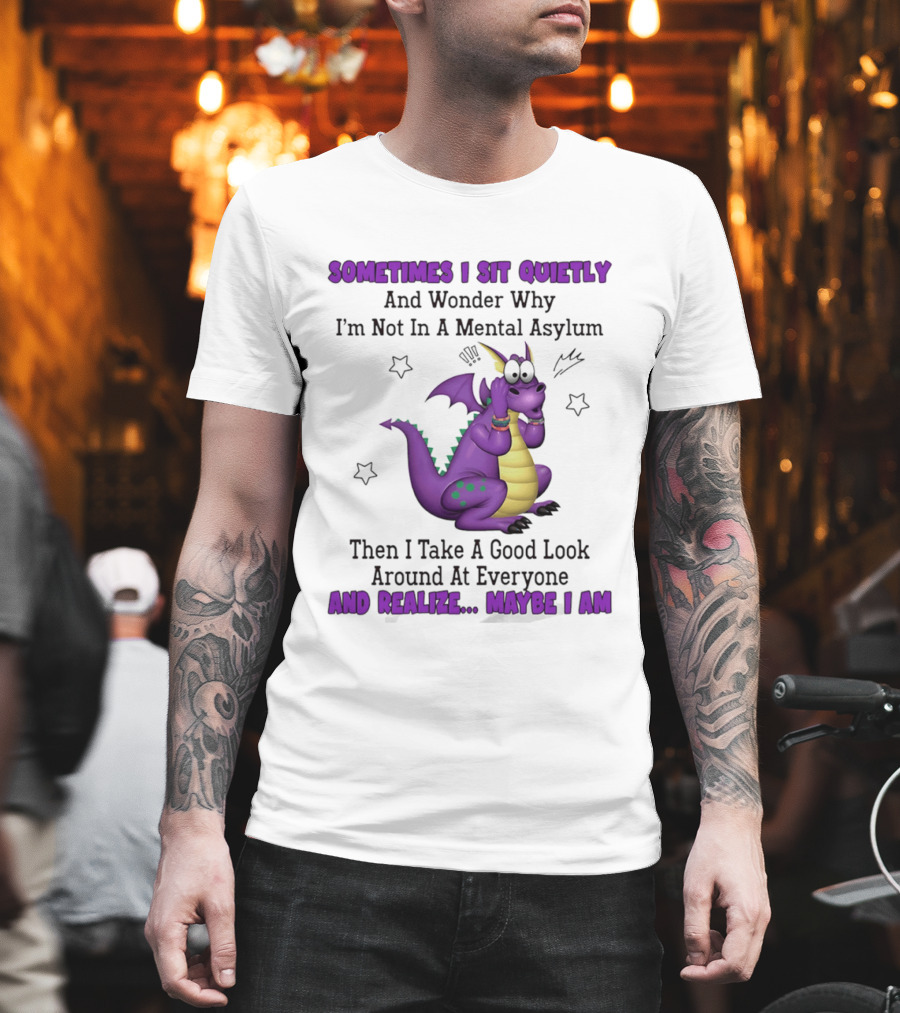 Sometimes I Sit Quietly Wonder Why I'm Not In A Mental Asylum Dragon Realize Maybe I Am T-Shirt
