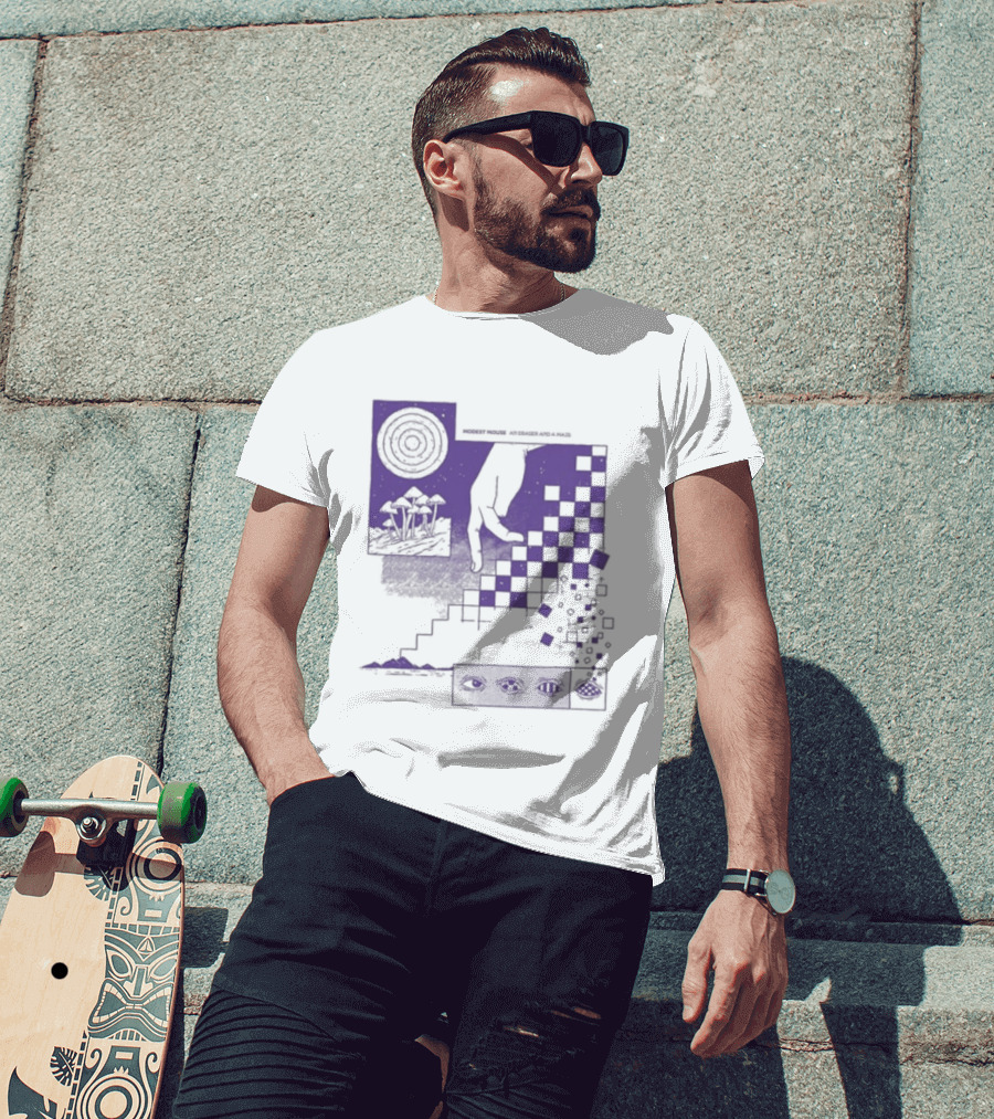 Modest Mouse An Eraser And A Maze Album Artwork Purple Checkerboard T-Shirt
