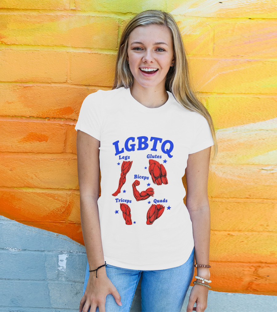 LGBTQ Muscular Anatomical Legs Glutes Biceps Triceps Quads Workout T-Shirt