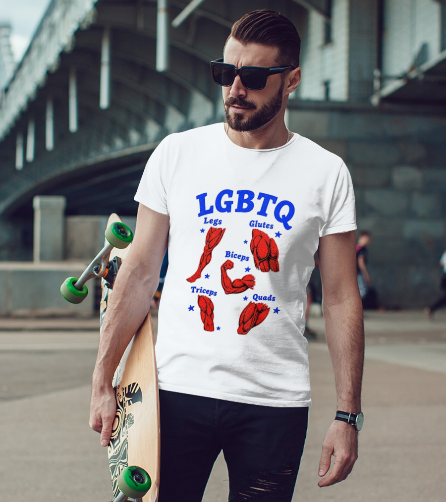 LGBTQ Muscular Anatomical Legs Glutes Biceps Triceps Quads Workout T-Shirt
