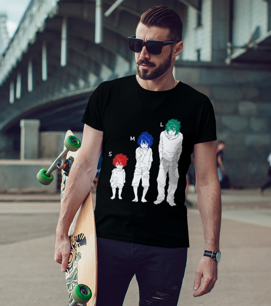 Anime Death Note L Character Evolution Sizes S M L T-Shirt
