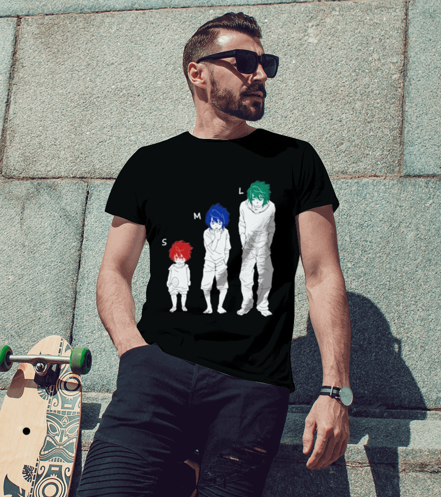 Anime Death Note L Character Evolution Sizes S M L T-Shirt