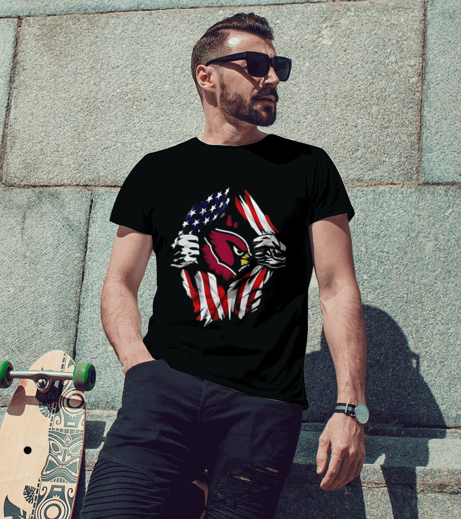Arizona Cardinals American Flag Bald Eagle Skull Super Man T-Shirt