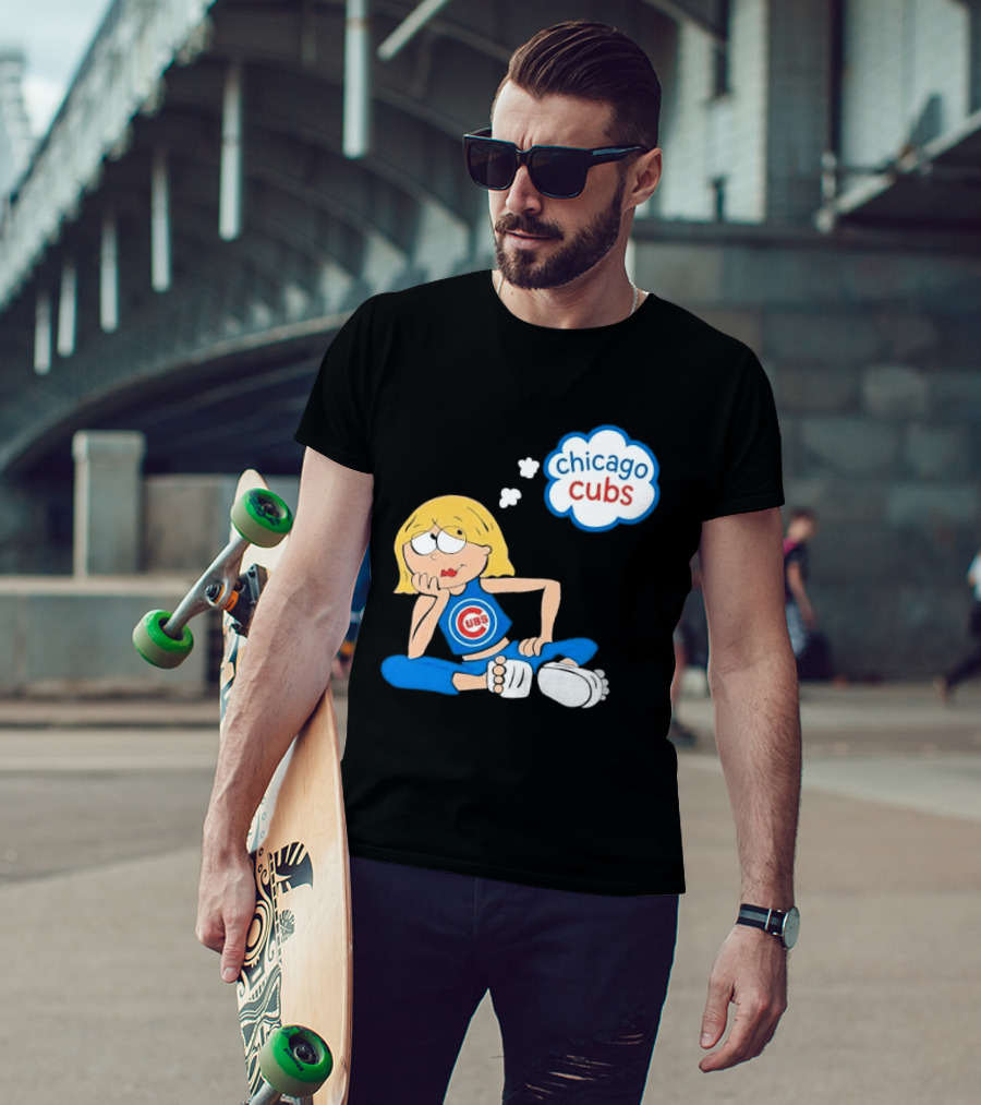 Chicago Cubs MLB Blonde Cartoon Girl Sitting Thought Bubble T-Shirt