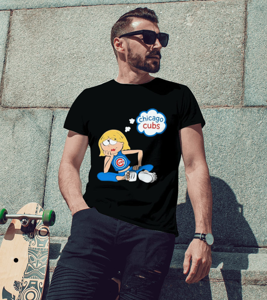 Chicago Cubs MLB Blonde Cartoon Girl Sitting Thought Bubble T-Shirt